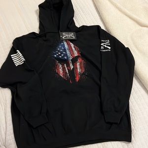 Grunt Style Hoodie Sweatshirt Black Patriotic Pullover Unisex XXXXL 4X Spartan
